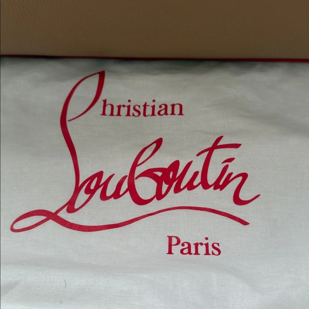 Christian Louboutin Tan and Red Studded Tote w/o wristlet - Picture 2 of 16